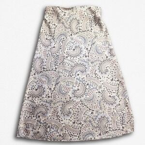 LOFT Ann Taylor Paisley Midi Skirt Blue Lavender Satin A-Line Size XSP Petite